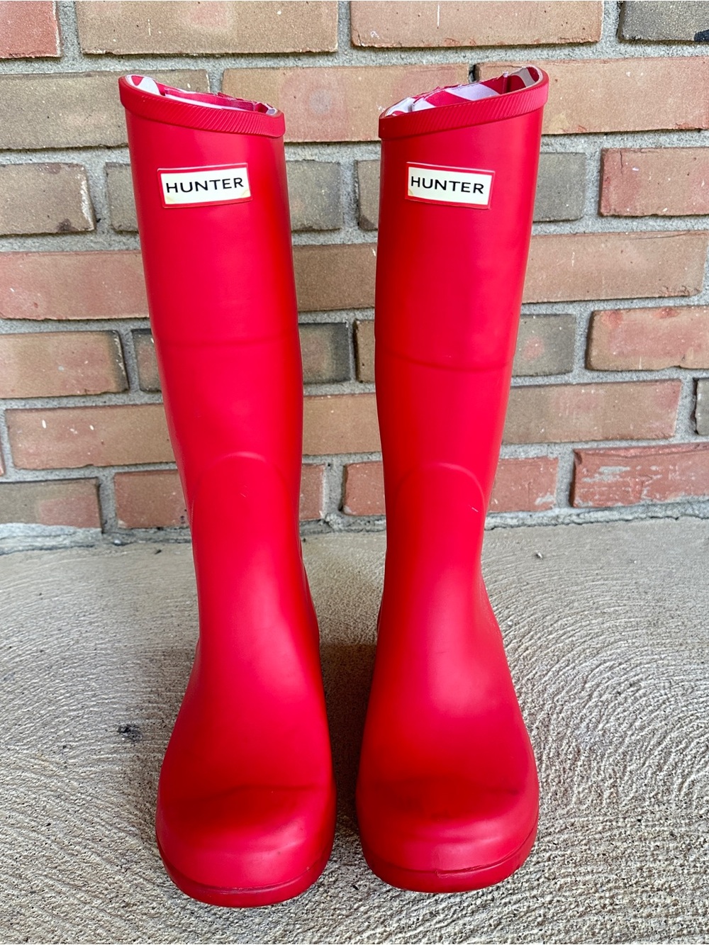 Hunter for Target Red Floral Tall Rain Boots Women’s Size 8 Striped Lining - Picture 6 of 14